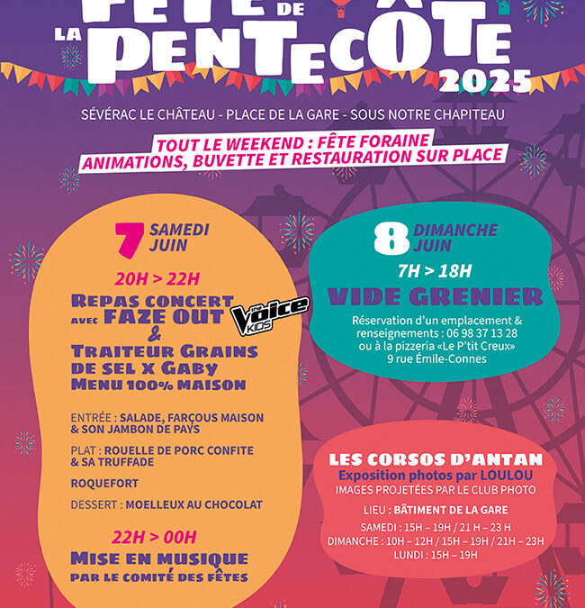 Affiche pour la fête de la Pentecôte à Sévérac le Château